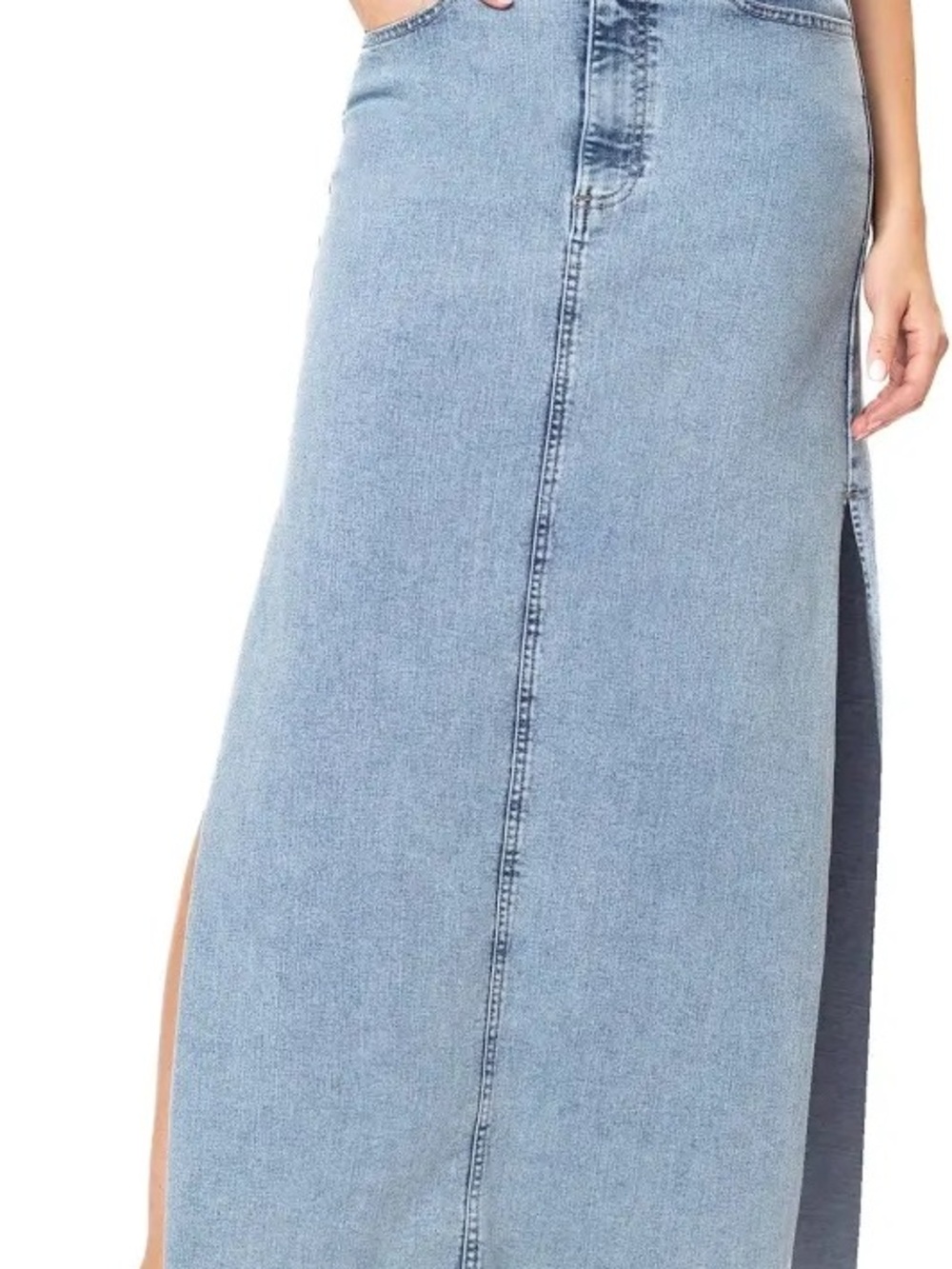 Morrison Denim Maxi Skirt with Side Slit - Women's